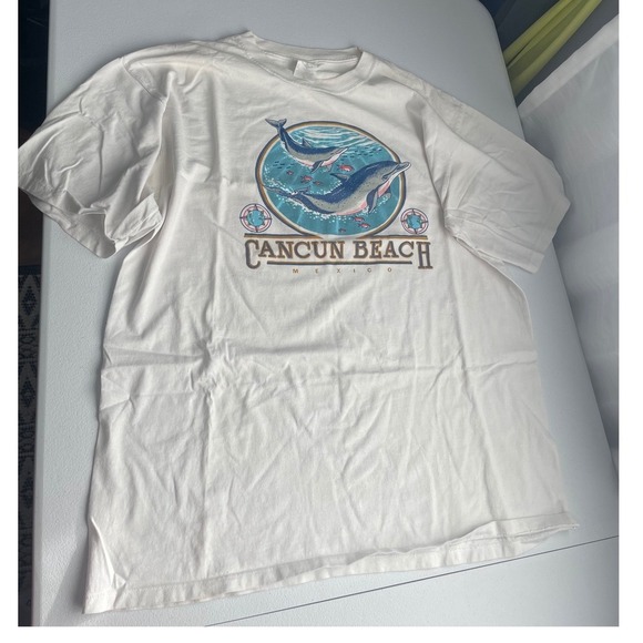 Anchor Cancun Beach Mexico Dolphins Graphic Print T-Shirt XL - Picture 1 of 3